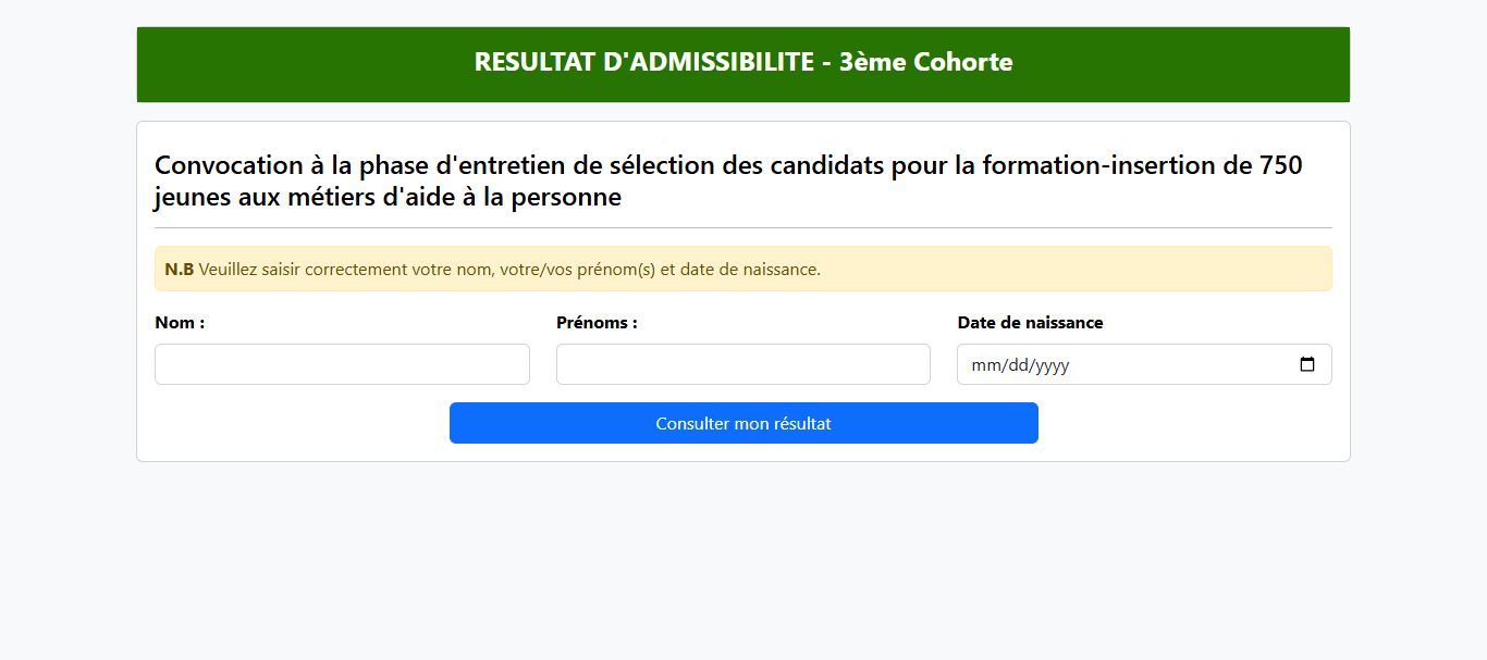 Côte d’Ivoire / METFPA : Convocations  pour les entretiens de sélection des 750 jeunes candidats à la formation-insertion aux métiers d’aide à la personne
